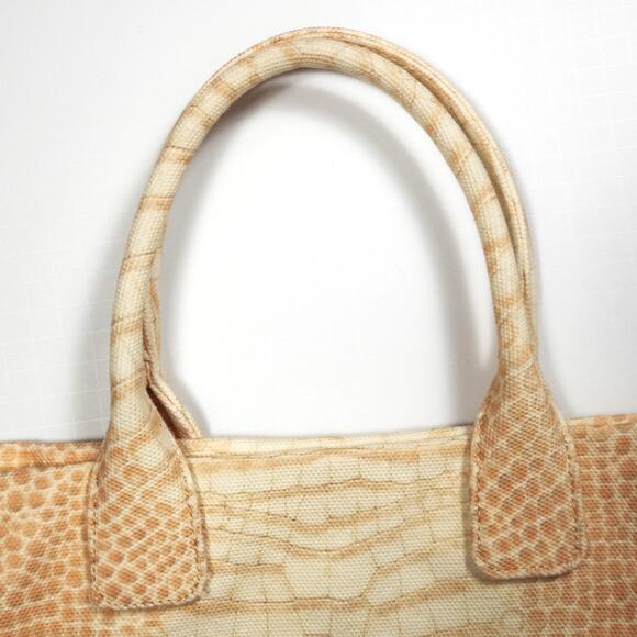 Vince Camuto Tote Bag Linen Blend Faux Reptile Western Boho Coastal Grandma Med - Picture 5 of 10
